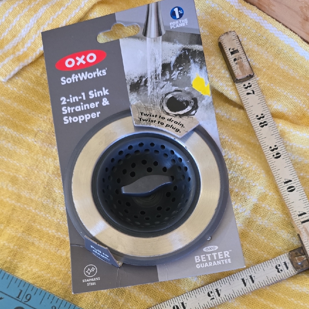 OXO 2 In 1 Sink Strainer & Stopper Stainless Steel + Silicone NEW